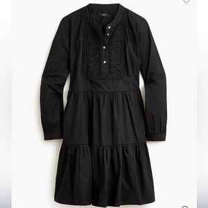 J. Crew Factory Embroidered stretch cotton poplin tiered dress Size Large